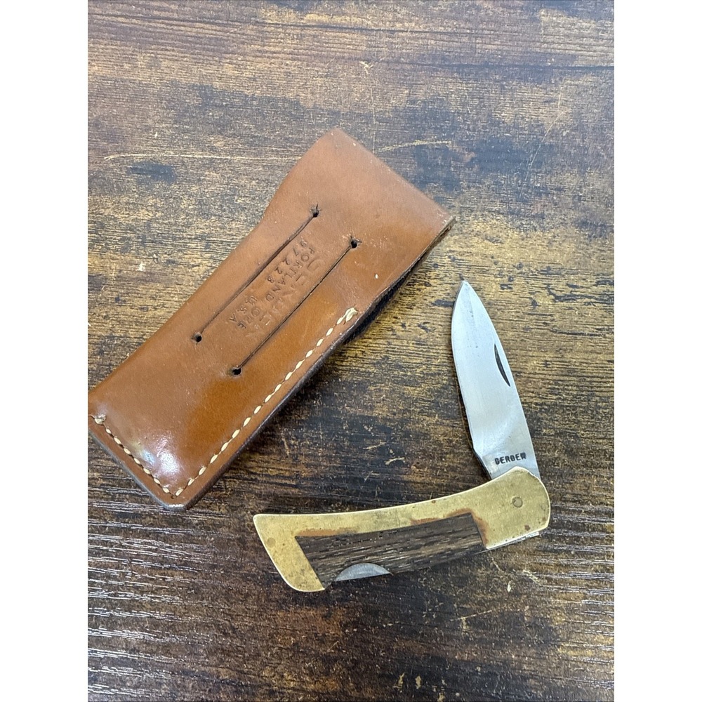Vintage USA Gerber 97223 Portland Oregon USA Unsharpened Pocket Knife + Sheath